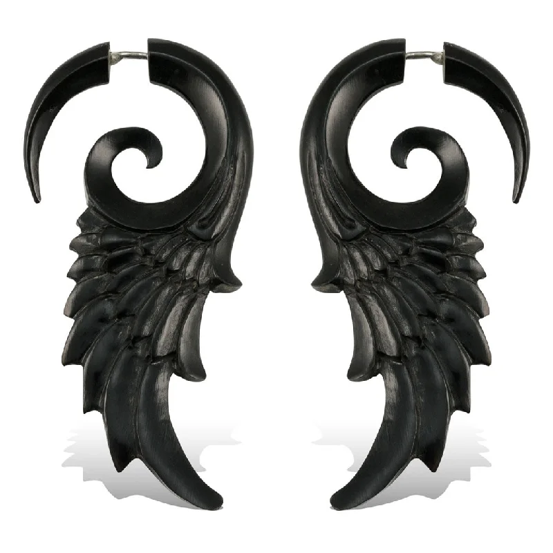 Hoop earrings with spiral designs for a dynamic and fluid look-<span>EFH-826<span>: </span></span>Flared Wings - Horn