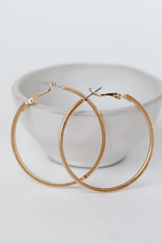 Hoop earrings with twisted leather for a chic and modern boho look-FINAL SALE - Raven Gold Hoop Earrings