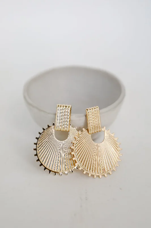 Hoop earrings with rhinestone-studded rims for a glamorous touch-Sarah Gold Statement Circle Earrings