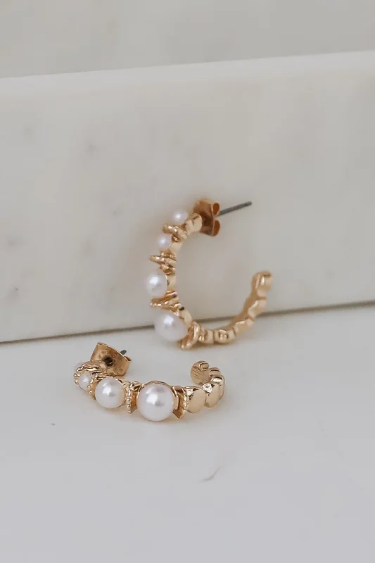 Best hoop earrings with enamel details for a colorful and modern look-Sienna Gold Pearl Hoop Earrings