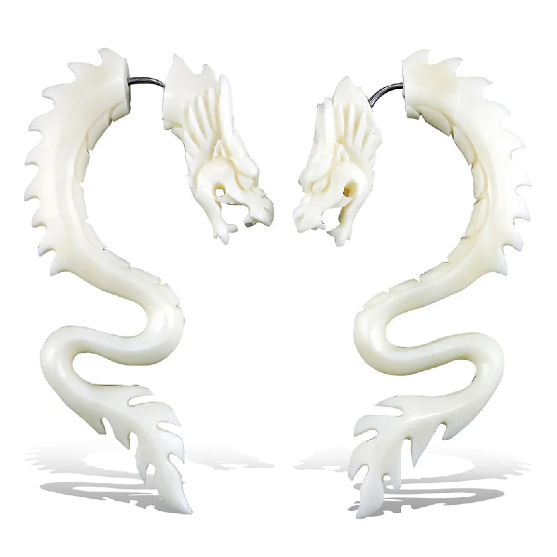 Best hoop earrings with gold for a luxurious and timeless look-<span>EFB-107<span>: </span></span>Kalisi Dragons - Bone