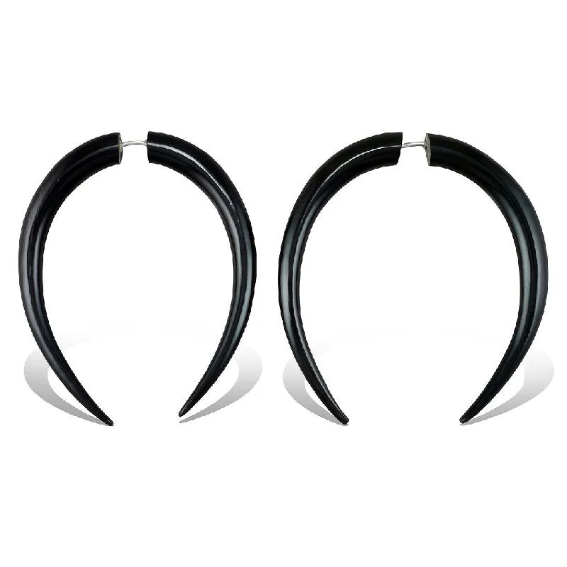 Best hoop earrings with crescent-shaped designs for a bold, moon-inspired style-<span>EFH-300<span>: </span></span>Primitive Hooks - Horn