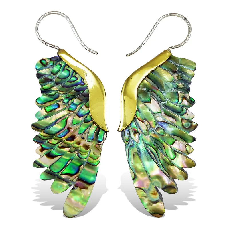 Best hoop earrings with smooth ceramic finishes for a polished, clean style-<span>ESA-104<span>: </span></span>Nesting Wings - Abalone Shell