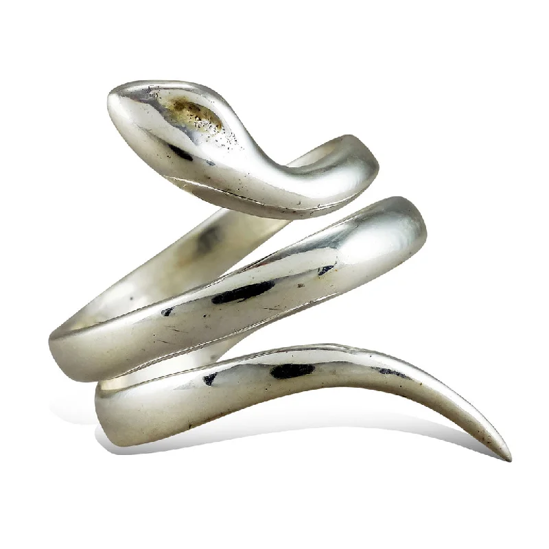 Best hoop earrings with baroque pearls for a luxurious and elegant vibe-<span>RAS-034<span>: </span></span>Sweet Snake Ring - Silver