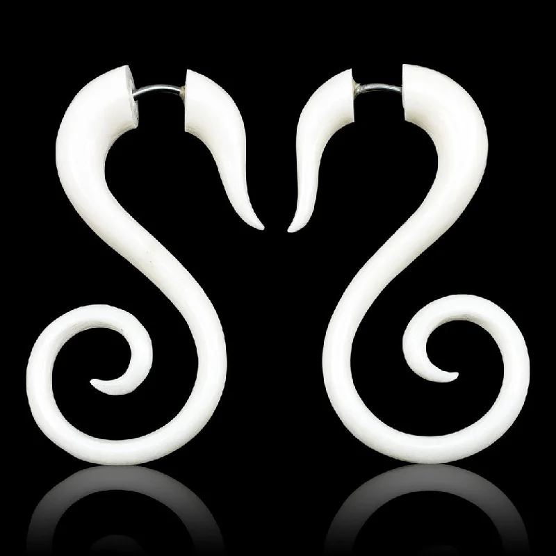 Best hoop earrings with enamel details for a colorful and modern look-<span>EFB-148<span>: </span></span>Spiral Tails - Bone