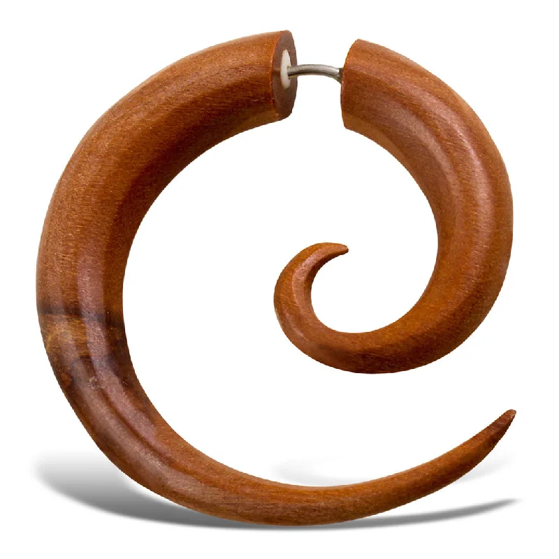 Best hoop earrings with marbled designs for a trendy and artistic effect-<span>EFW-001<span>: </span></span>Spirals - Tan Sabo Wood