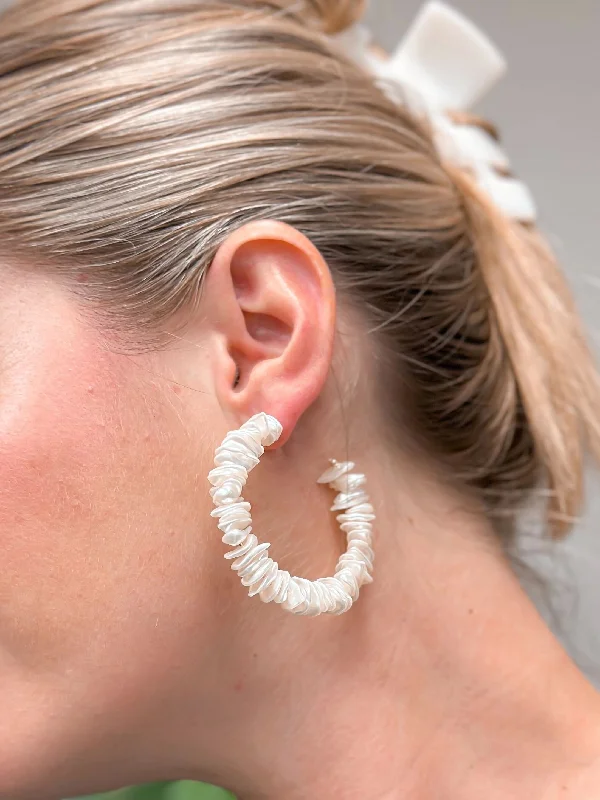 Best hoop earrings with minimal embellishments for a sleek and modern look-Summer Pearl Hoop Earrings