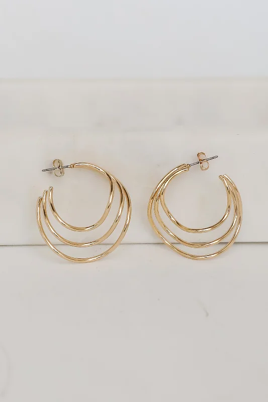 Best hoop earrings with geometric pendants for a modern, chic appeal-Tori Gold Triple Hoop Earrings