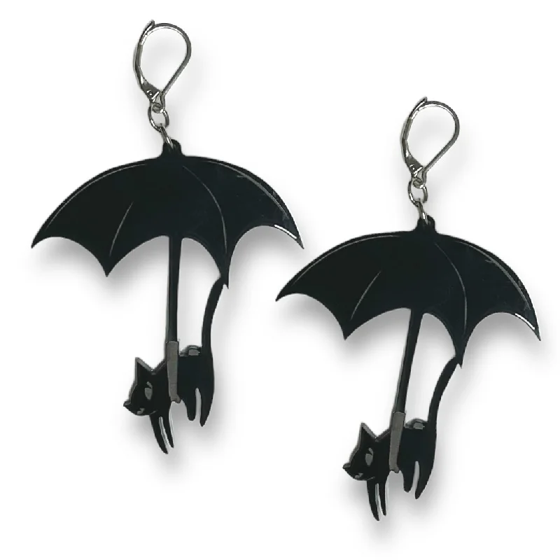 Hoop earrings with snake print designs for an edgy, wild appearance-Emily The Strange® Umbrella Cat Ear Hooks